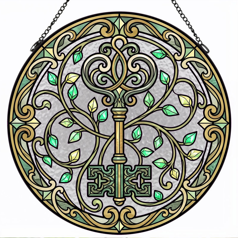 Panneau de vitrail Celtic Key ， 7,8H, H 7,8 po
