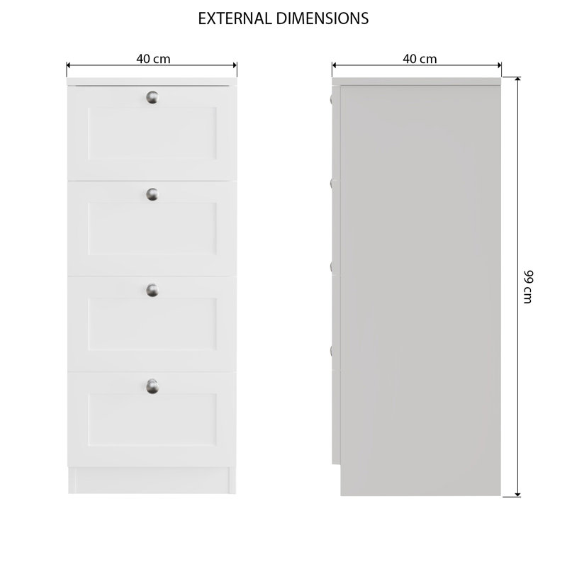 Artus Shaker 4 Drawer Chest Of Drawers Matt White