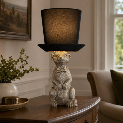 20.5" Resin Table Lamp With Black Shade