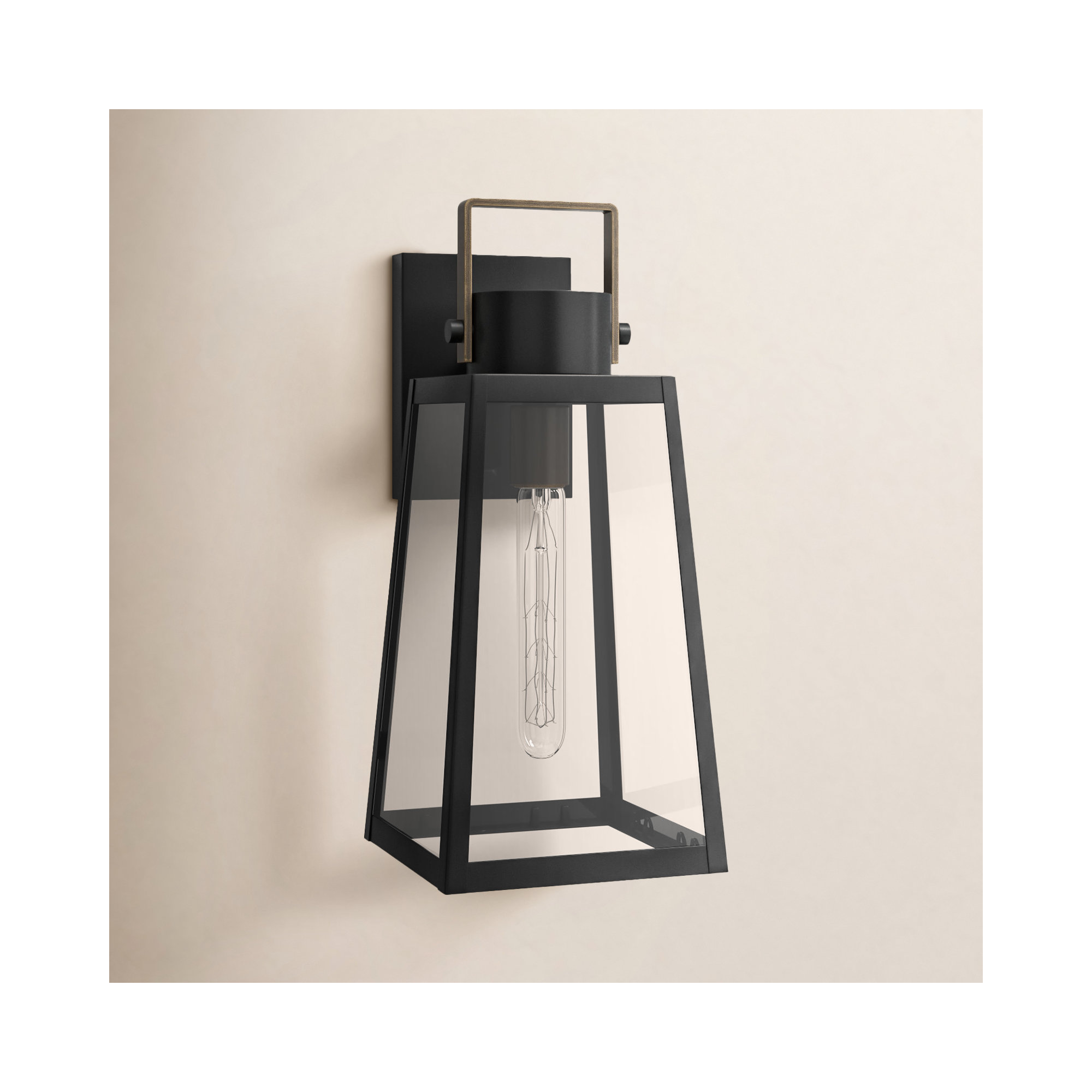 Kiwa Single Light Bell Outdoor Aluminum Wall Light, 15.2" H x 7" W x 8.5" D, Black