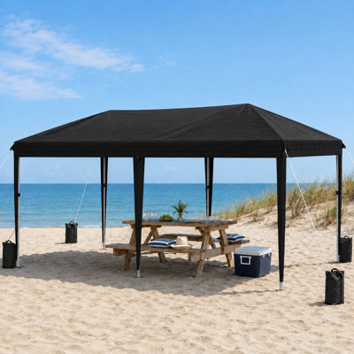 Tente à auvent 10 x 20, auvent escamotable robuste - Noir