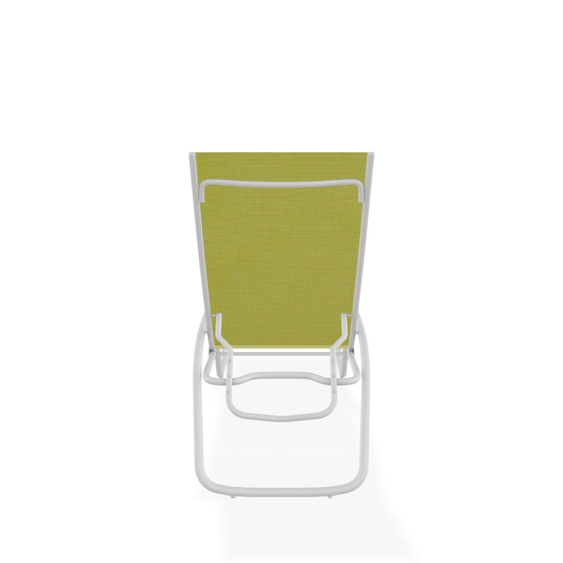 Outdoor Rust-Resistant Metal Chaise Lounge, Lime 38D Sunbrella®, Textured White