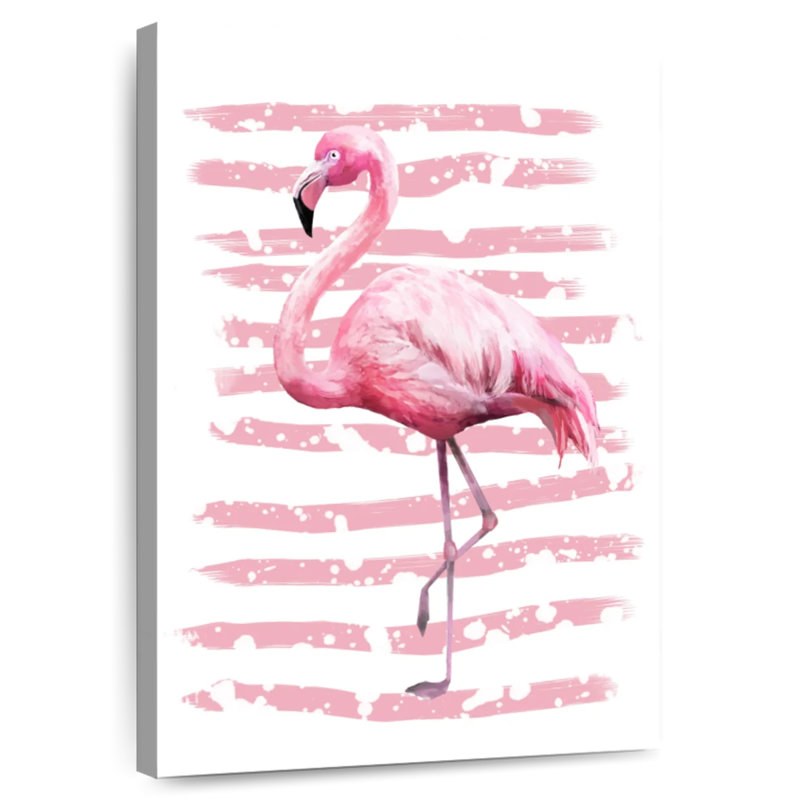 Flamant rose rayé, H 48 po x l 32 po