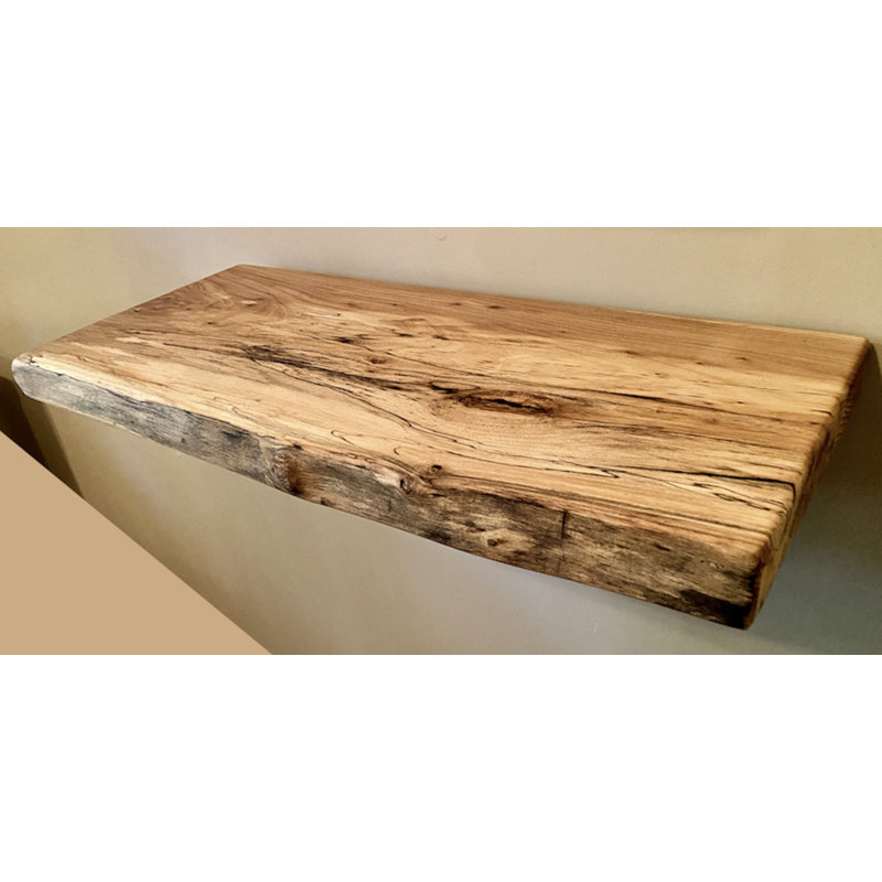 Live Edge Authentic English Chestnut Hardwood Floating Shelf, 2" H x 66" W x 12" D 