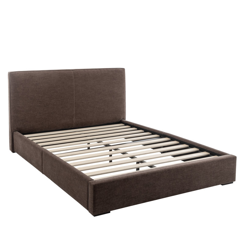 Upholstered Bed - Queen Size, Dark Brown