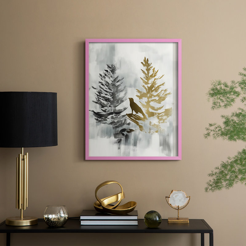 Reproduction encadrée - bois massif, Rose, H 15 po x l 12 po