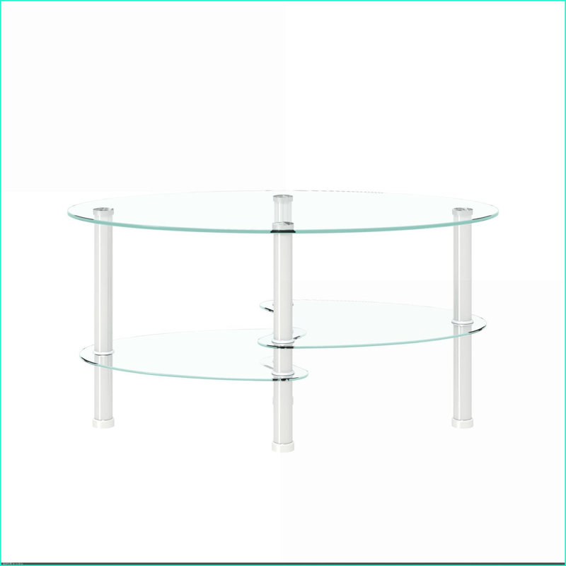 Table basse moderne brune avec 2 tablettes, peu encombrante pour le couloir et amp; Salon, conception polyvalente