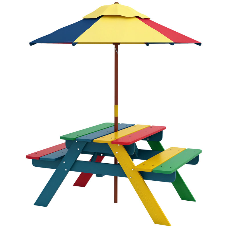 Kids Rectangular Outdoor Table Or Chair and Chair Set, Red/Blue/Yellow/Green