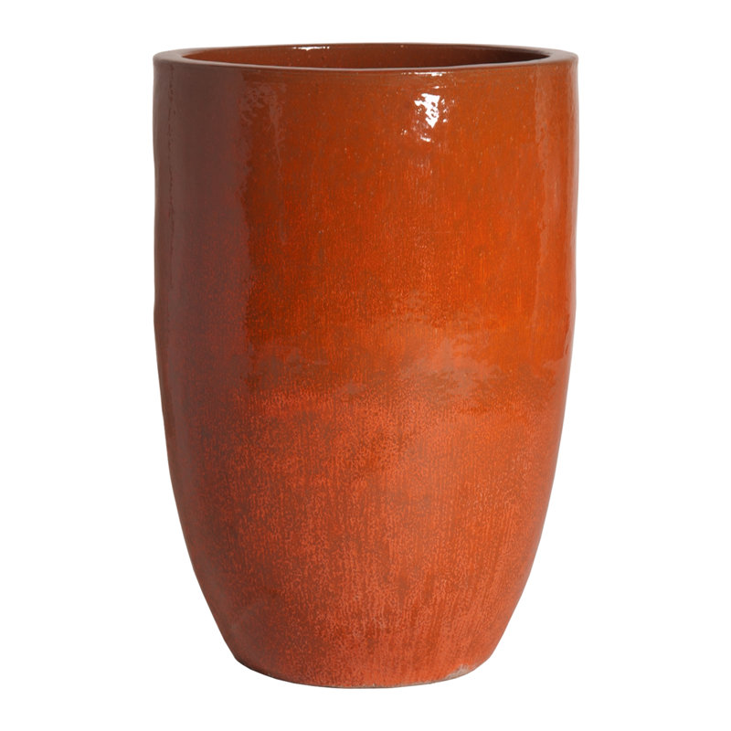 Handmade Ceramic Planter, 32" H x 23" W x 23" D, Paprika