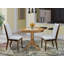 Ensemble de table de salle à manger 5 pièces comprenant une table de cuisine ronde avec piédestal et 4 chaises de salle à manger Parson en tissu gris, 36 x 36 po, naturel-59254140-59254141-59254131