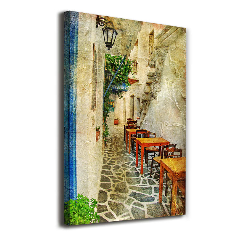 Greek Taverns - Wrapped Canvas Print