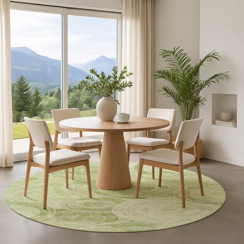 Premium Machine Washable Lubbers AMF1750 Geometric Rug, Round 8'