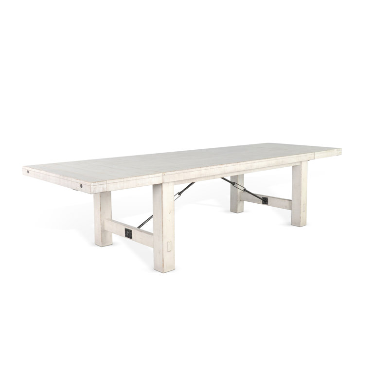 Hardin Extendable Mahogany Solid Wood Dining Table, White Sand