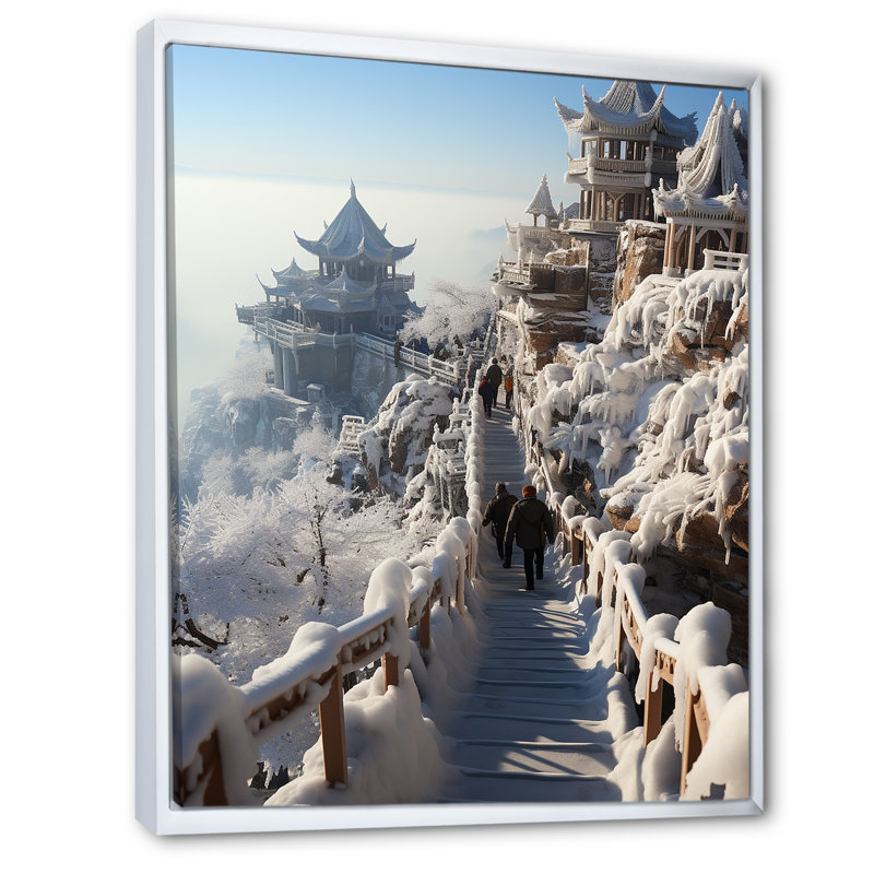 «Hicking Winter Mountain Track I - Winter Mountains», art mural, Cadre flottant blanc, H 20 po x l 12 po x P 1 po