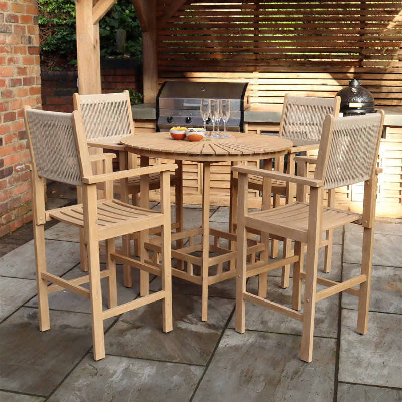 FSC 1 Roma Bar 100cm High Table with 4 x Rope Bar Stools