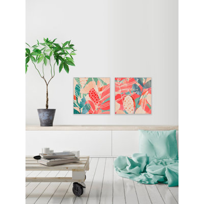 « tropical assemblage diptych », reproduction d’art sur toile 2 pièces