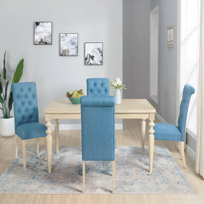 Ensemble de salle à manger 5 pièces: table à pieds tournés et 4 chaises capitonnées