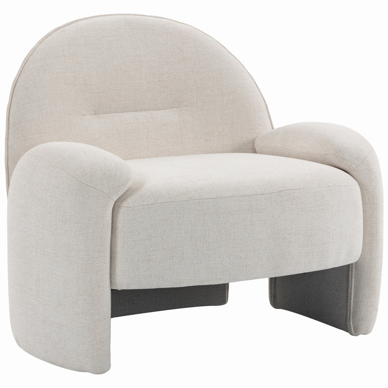 Fauteuil d'appoint rembourré, design moderne, tissu tweed chenille, Beige