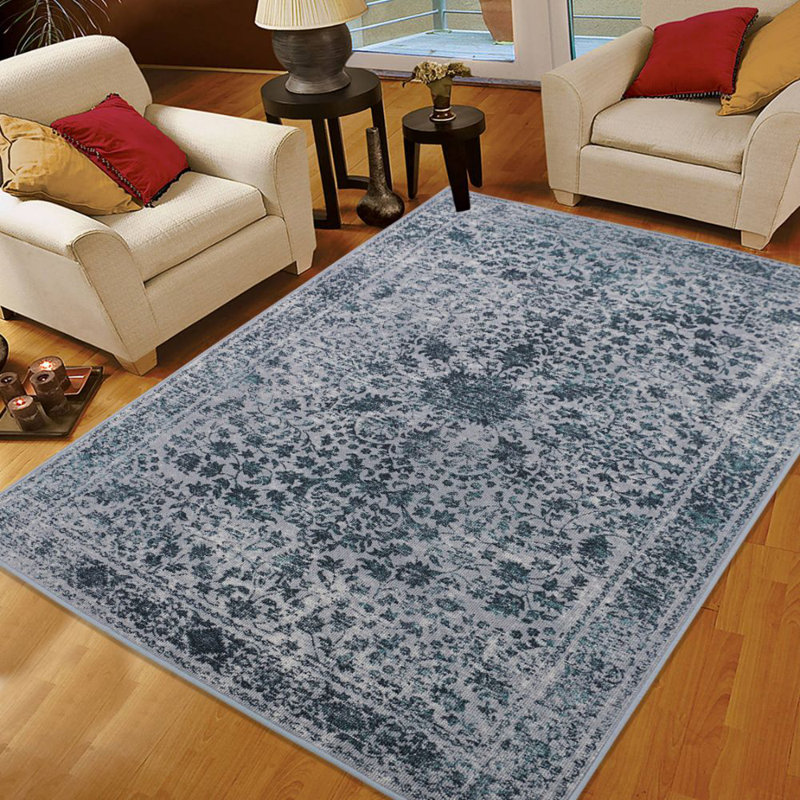 Tapis oriental en ardoise touffeté Macaluso, Rectangle 5 pi x 7 pi