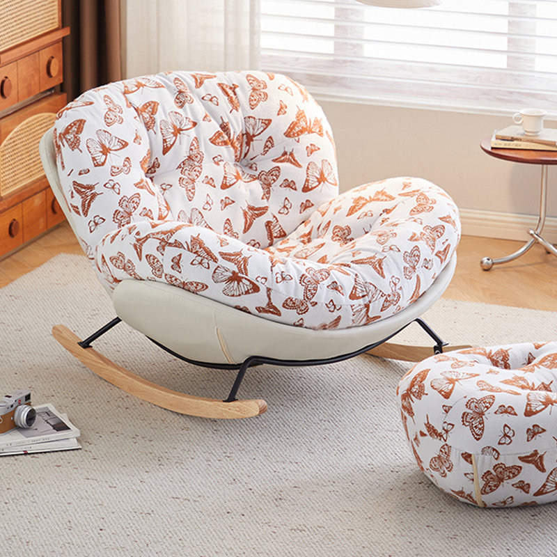 Chaise berçante simple imprimée avec siège large Home, Rouge / Blanc