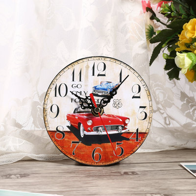 Horloge murale antique créative, style vintage, horloge ronde en bois, décoration pour la maison ou le bureau (#2)