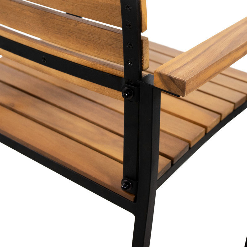 Chaises de patio - Chaise d'extérieur moderne en bois noir et bois, style industriel.