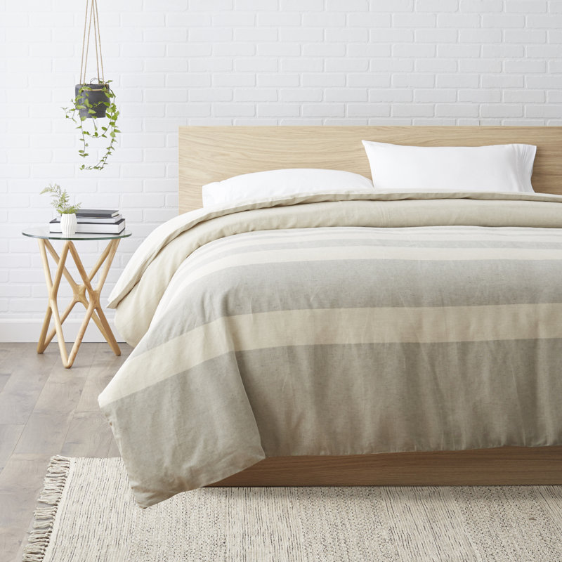 J'Haus Rock Modern & Contemporary Cotton Blend Striped Duvet Cover, Full/Queen Duvet Cover