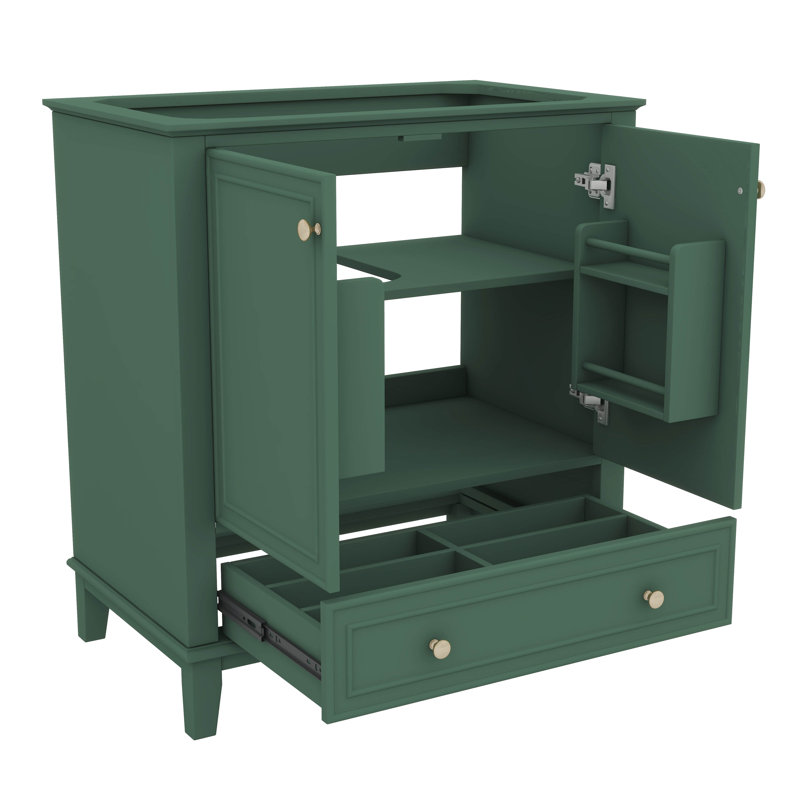 Meuble-lavabo sur pied de 30 po sans lavabo, armoire de salle de bain autoportante en bois avec 2 portes et tiroir pour la salle de bain