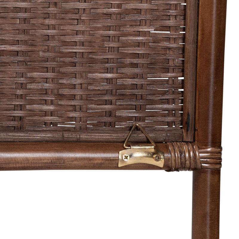 bali & pari Raphaela Natural Rattan Standalone Headboard - Handwoven Wicker Panel Headboard with Stepped Detailing, Queen