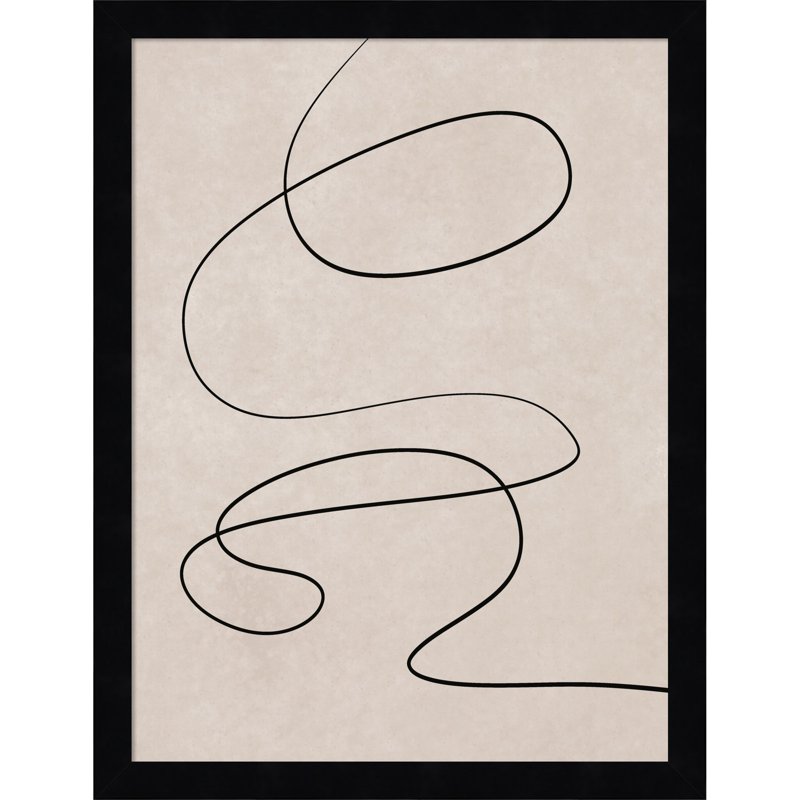 Black Line and Textured Beige Print, Black, 17" H x 13" W
