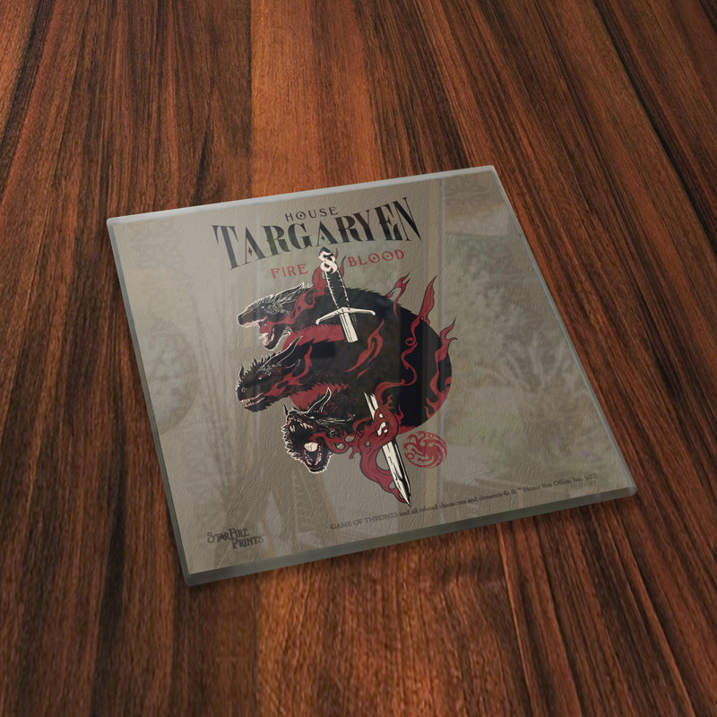 (Symboles) Ensemble de sous-verres en verre Starfire, Game of Thrones / maisons pour le trône