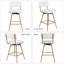 Ensemble de 2 tabourets de bar pivotants à hauteur de comptoir, revêtus de similicuir avec dossier, pieds et repose-pieds en métal, blanc et or