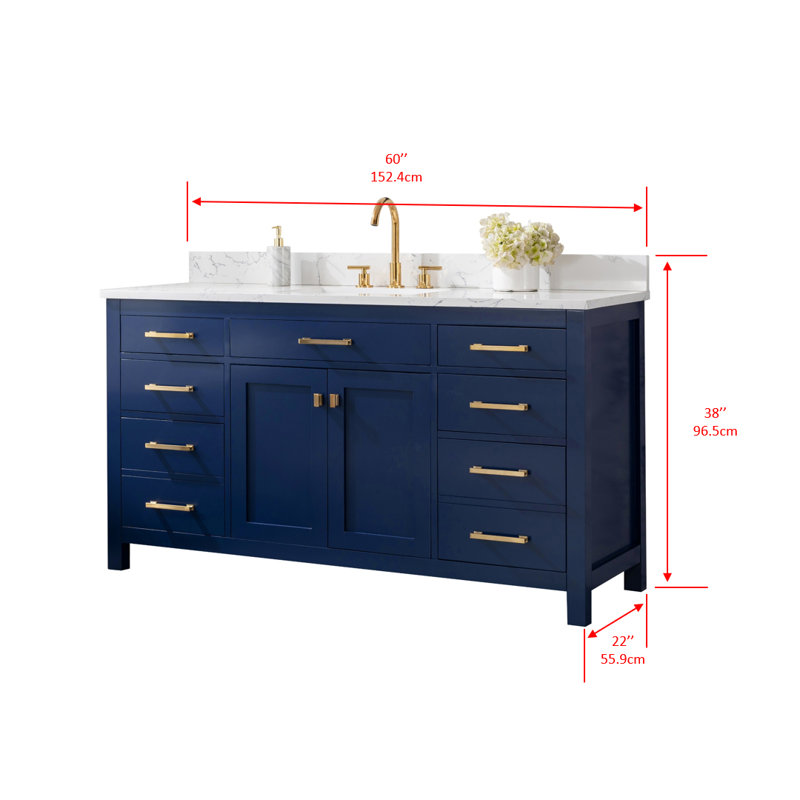 Ensemble de meuble-lavabo simple 60 po Ajhane, Marine