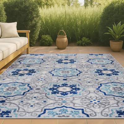 Leto Medallion Blue/Gray Indoor/Outdoor Rug