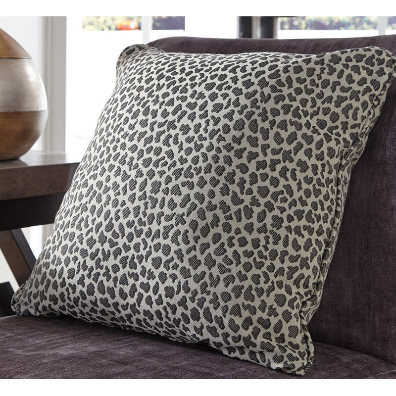 Gray and Black Cheetah Print Outdoor Square Pillow