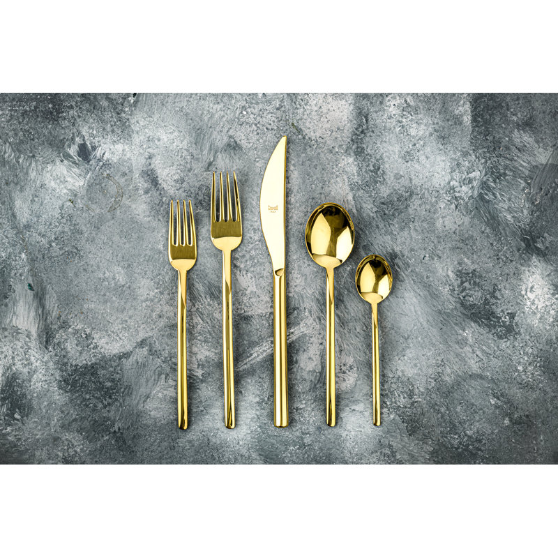 Due 20 - Piece Stainless Steel Flatware Set - Service for 4, Gold
