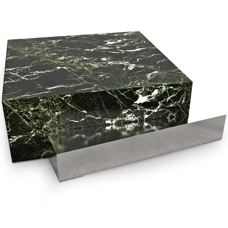 Docimium Stone Coffee Table, Chrome, Green/Black