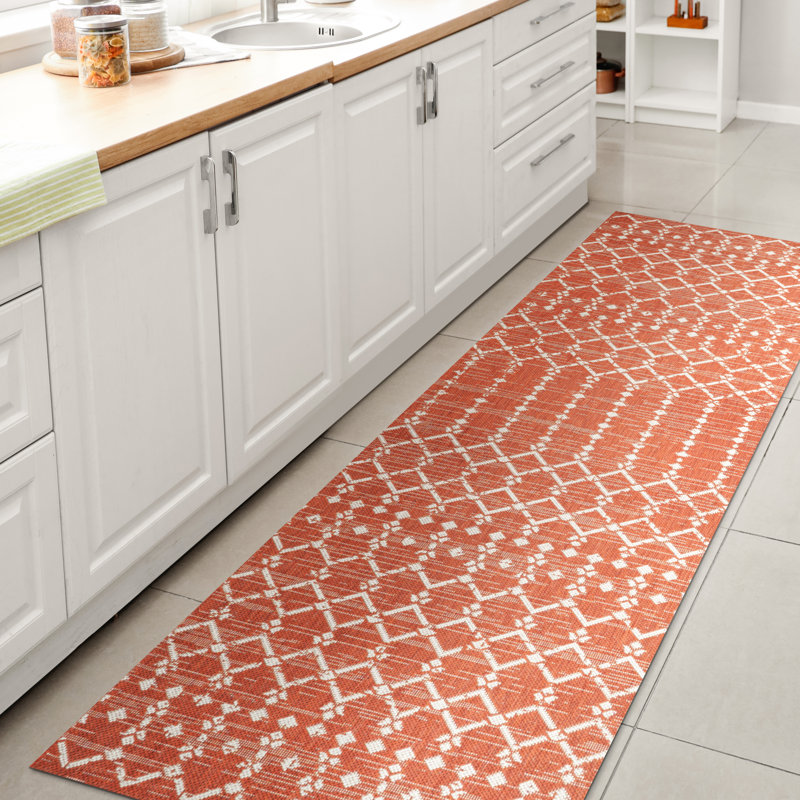 Tapis d'intérieur / extérieur Crompton, Tapis de couloir 2 pi 2 po x 10 pi, Orange/crème