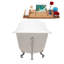 67" Streamline Clawfoot Soaking Cast Iron Bathtub With Drain, Clawfeet, and Bamboo Tray-50897190-84366210