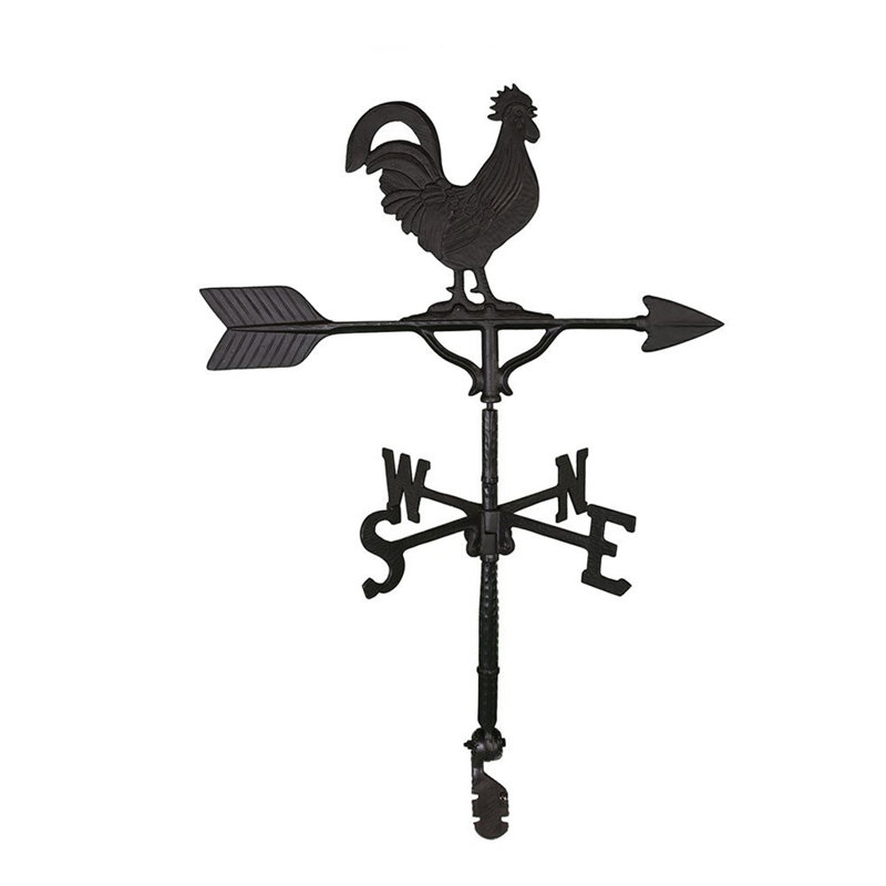 32'' Black Aluminum Rooster Weathervane with Satin Finish
