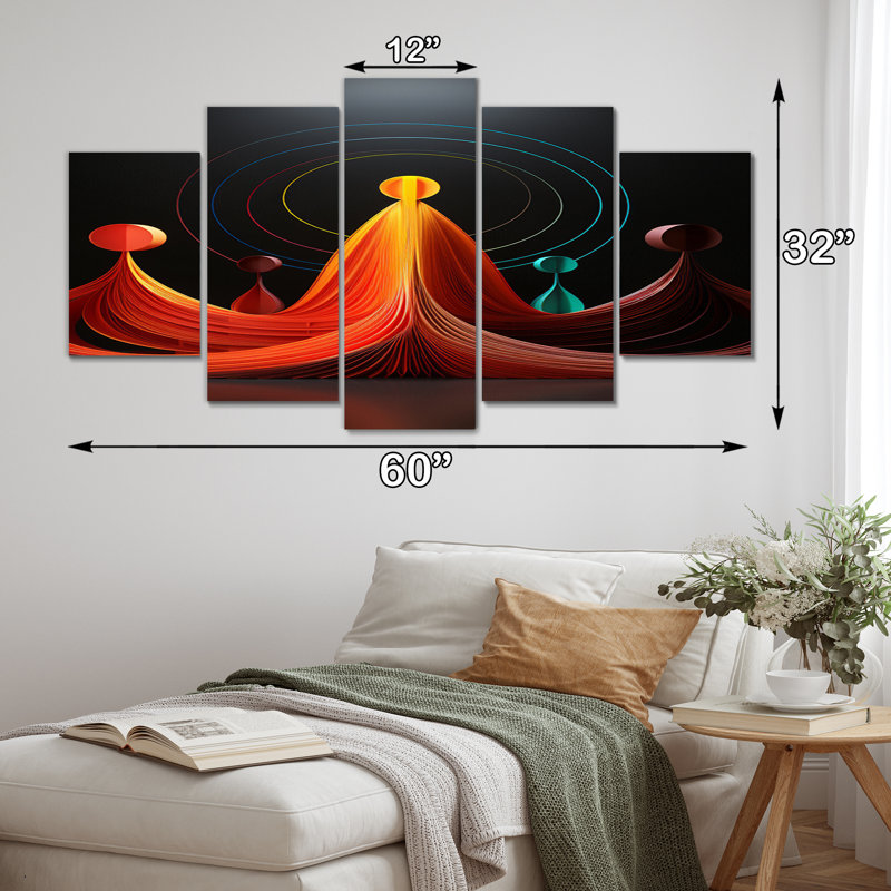 «Sufi Dances Abstract Mystical Dance», impression sur toile de paysage abstrait - 5 panneaux