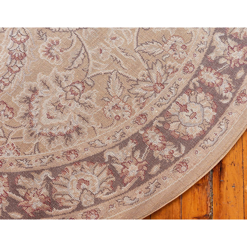 Tapis oriental rouge / beige Odyssey, Rond 6 pi
