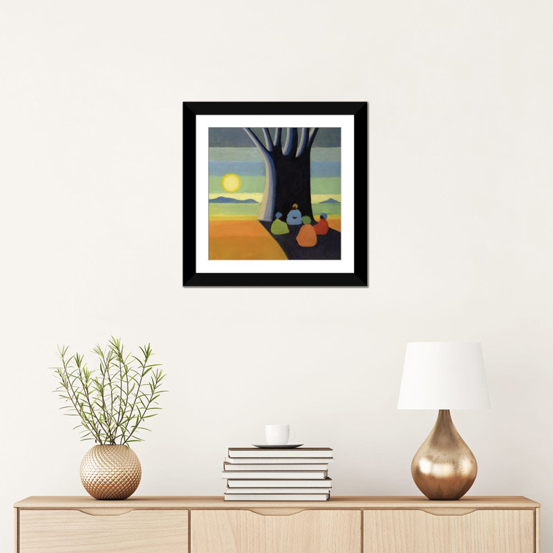 « the meeting », impression sur toile, H 16 po x l 16 po x P 1 po, Papier avec cadre noir, Blanc