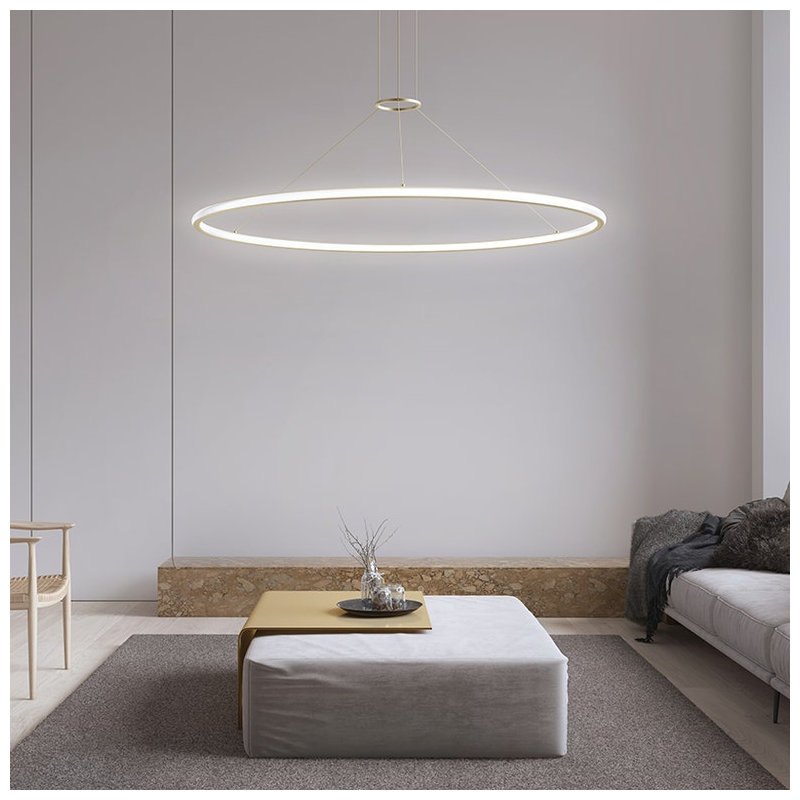 Luna 2 - Light LED Pendant, 3000K, 1.5" H x 37.5" W x 37.5" D, Bright Satin