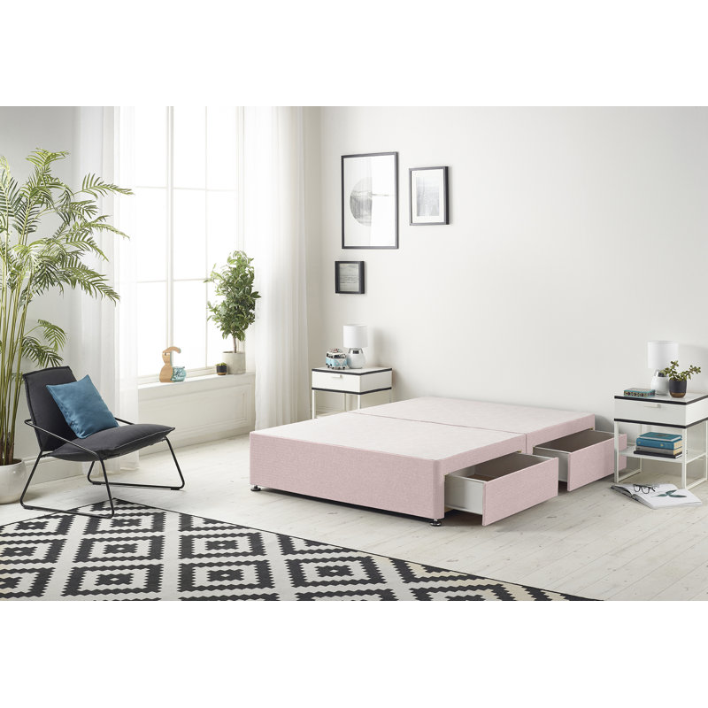 Dennishia Divan Bed Base, Double (4'6), Pink, 2 Drawers