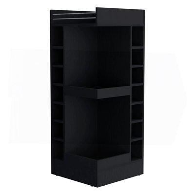 Natural Oak Corner Bar Cabinet With Wine Rack And Open Shelf by Red Barrel Studio