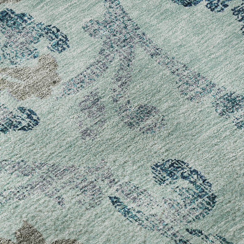 Premium Machine Washable Prisco Teal Rug, Runner 2'3" x 7'6"