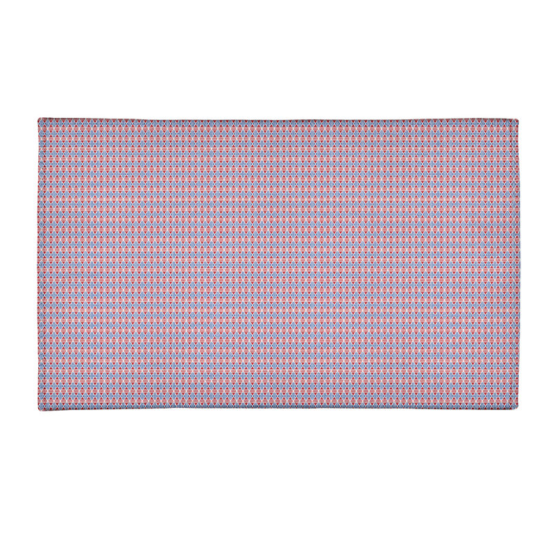 Tapis de zone rouge/bleu fait main géométrique, Rectangle 3 pi x 5 pi