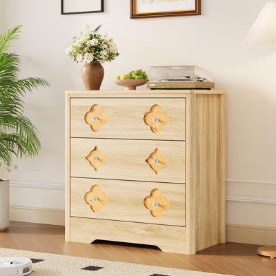 30.4-Inch Tall Dresser in Wood - 3-Drawer Storage Cabinet for Bedroom, Living Room or Hallway
