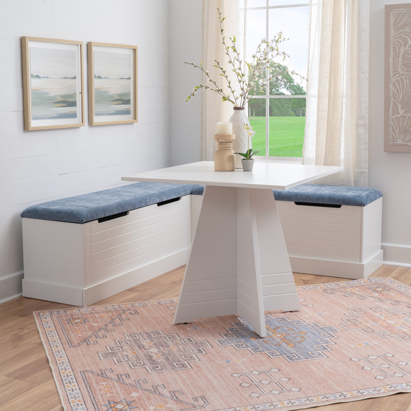 Chesterle 3PC White Blue Square Nook Set